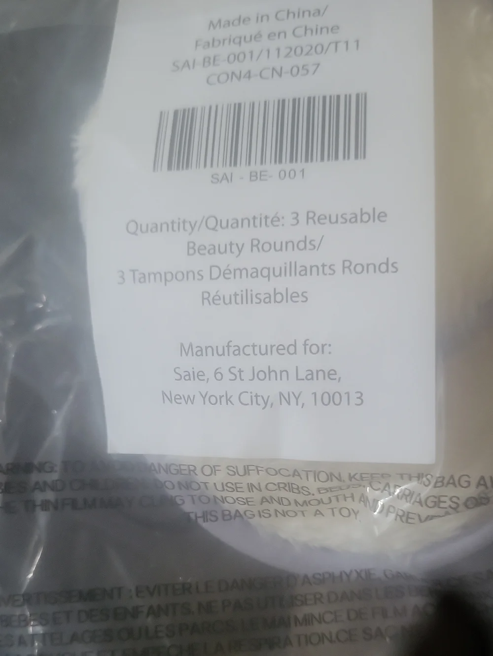 Saie Bagged Three Beauty Rounds Washable For Makeup Etc